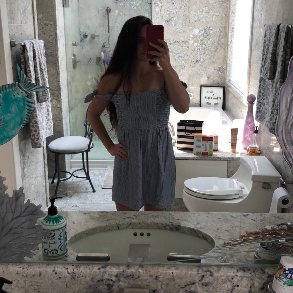 Blue and white dress